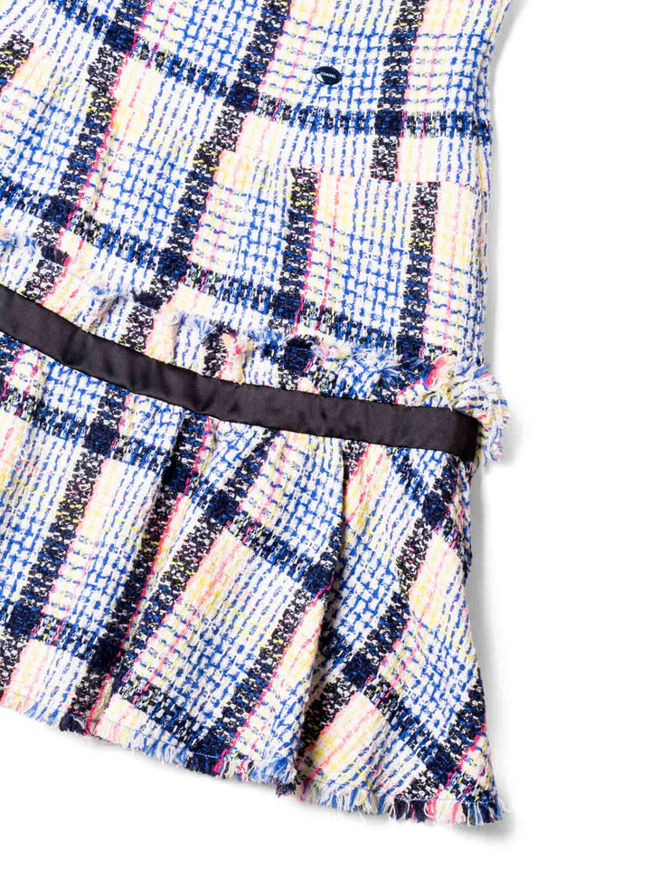 Top Quality Chanel Logo Fantasy Tweed Fringe High Waisted Skirt Multicolor
