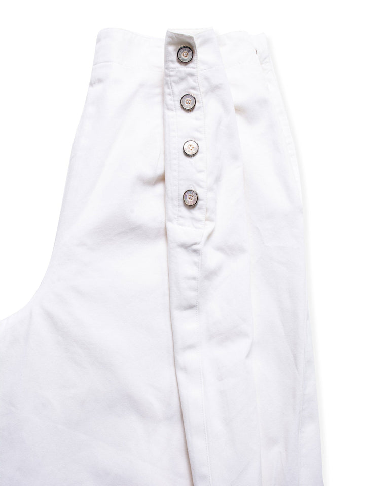 Top Quality Chanel Logo High Wasted Wide Sailor Pants White