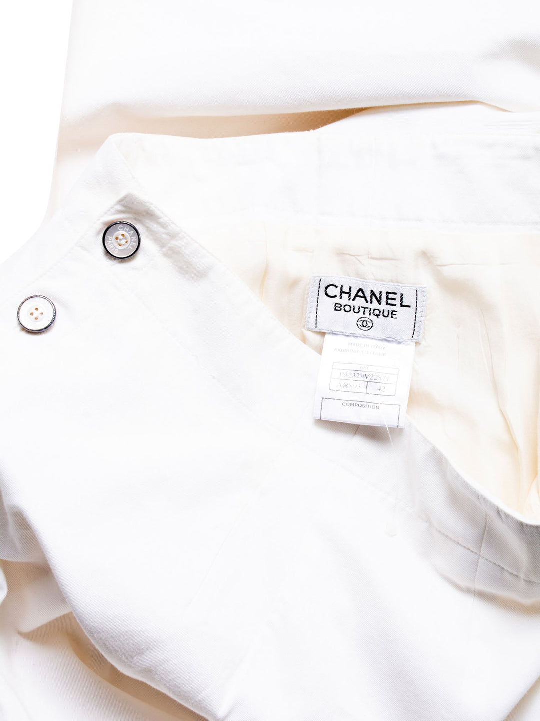 Top Quality Chanel Logo High Wasted Wide Sailor Pants White