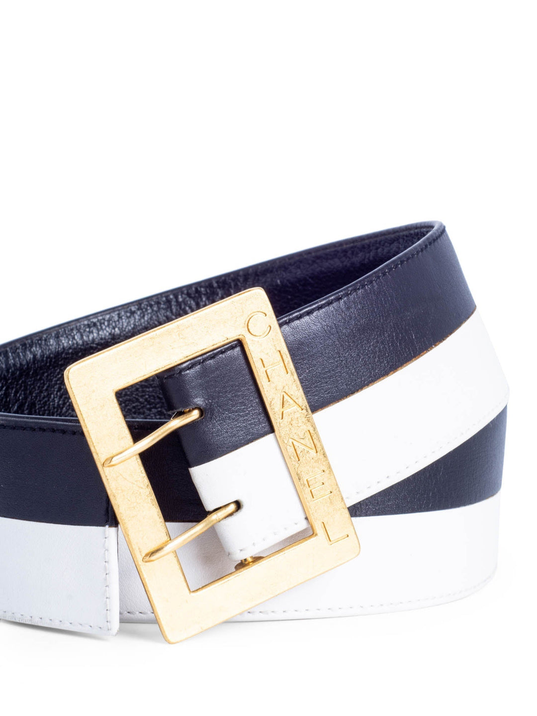 Top Quality Chanel Logo Leather Wide Belt Black White