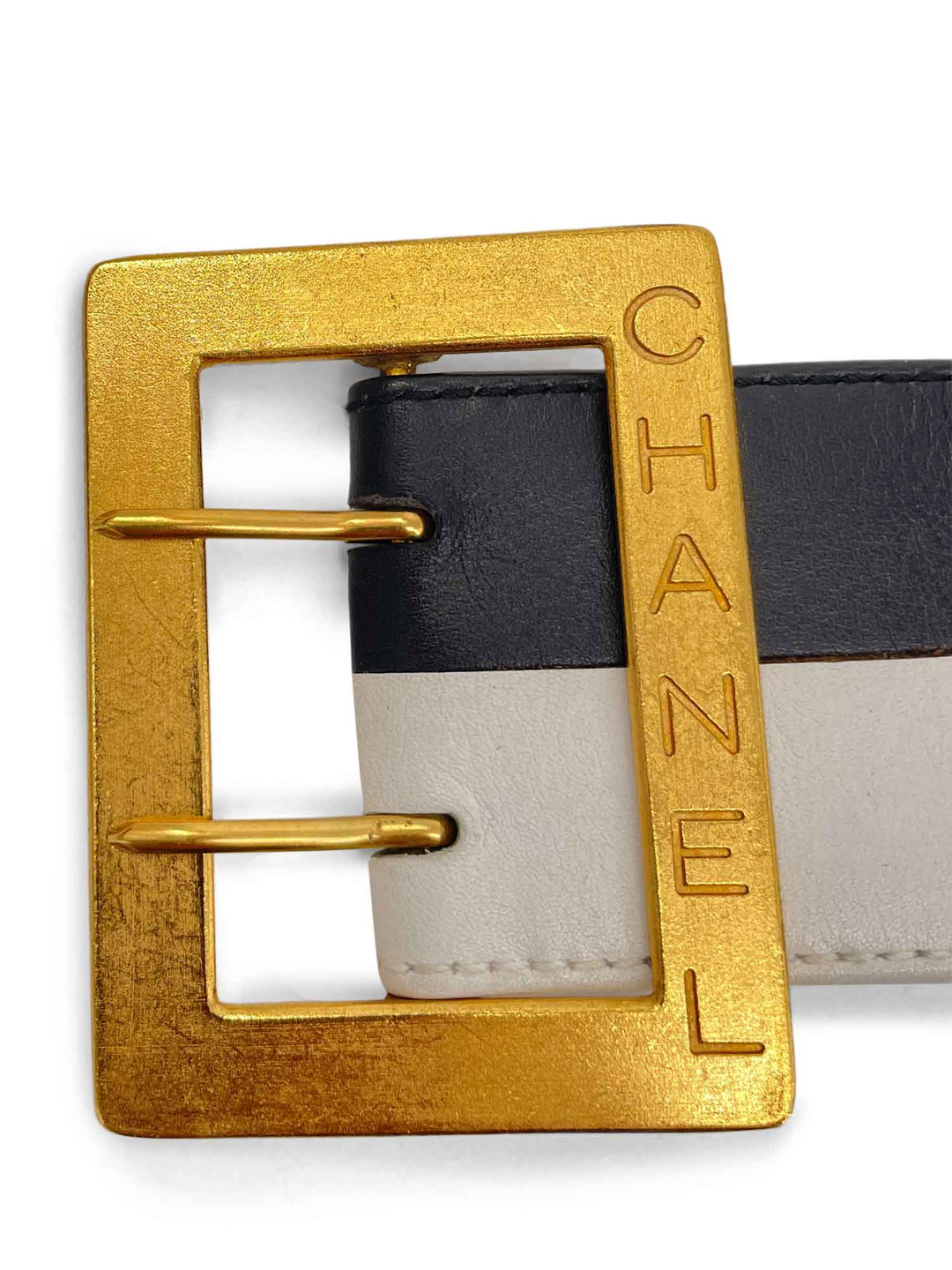 Top Quality Chanel Logo Leather Wide Belt Black White