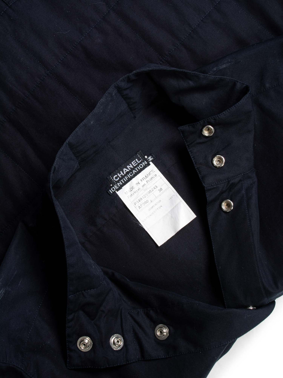 Top Quality Chanel Logo Quilted Cotton Button Up Jacket Black
