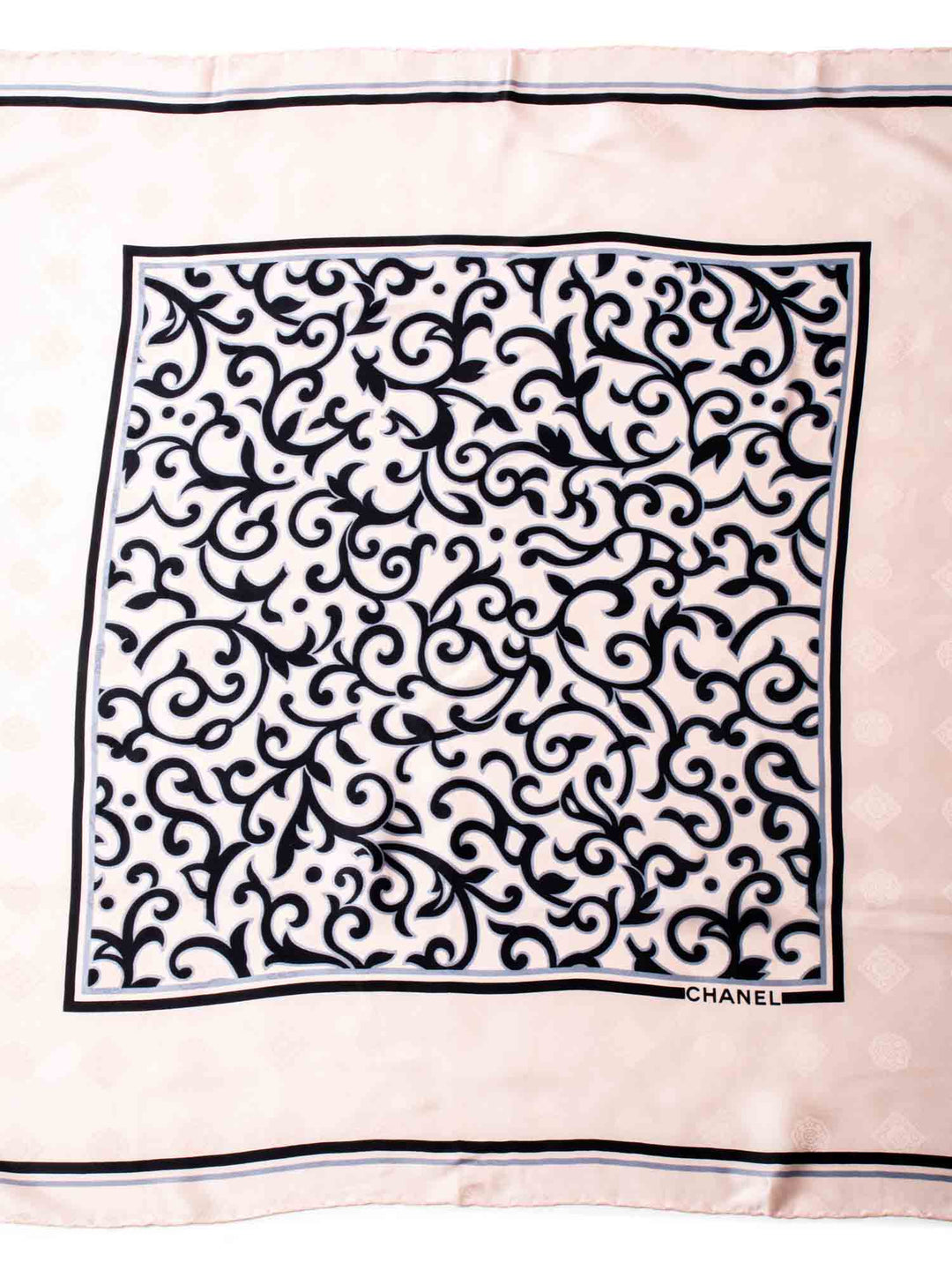 Top Quality Chanel Logo Silk Royal Floral Scarf Pink Black