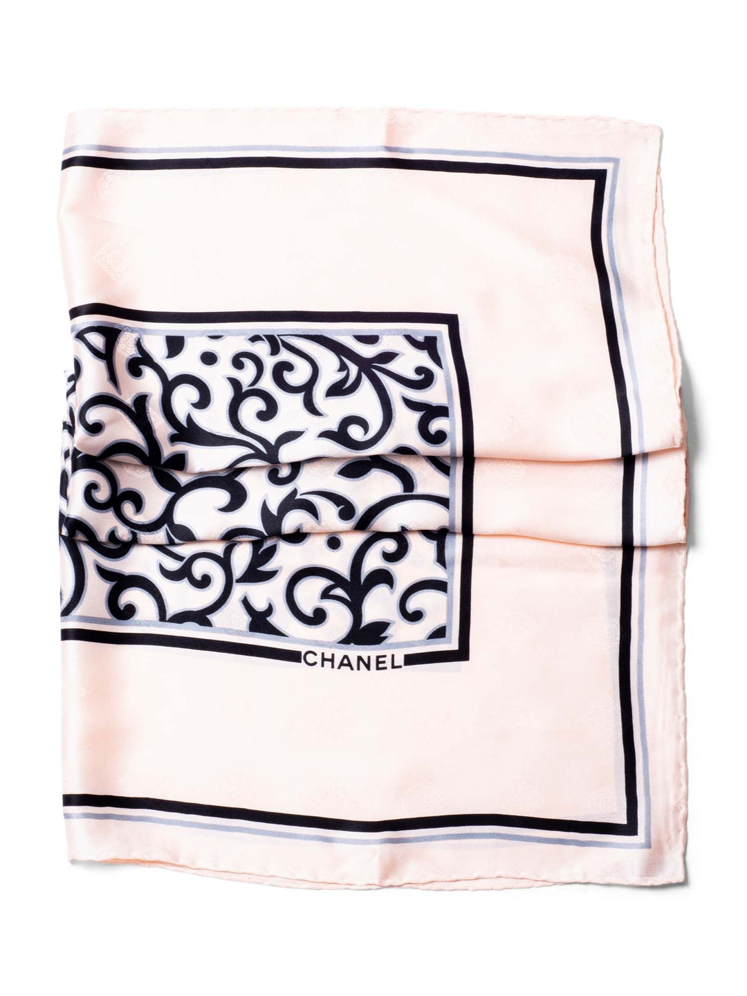 Top Quality Chanel Logo Silk Royal Floral Scarf Pink Black