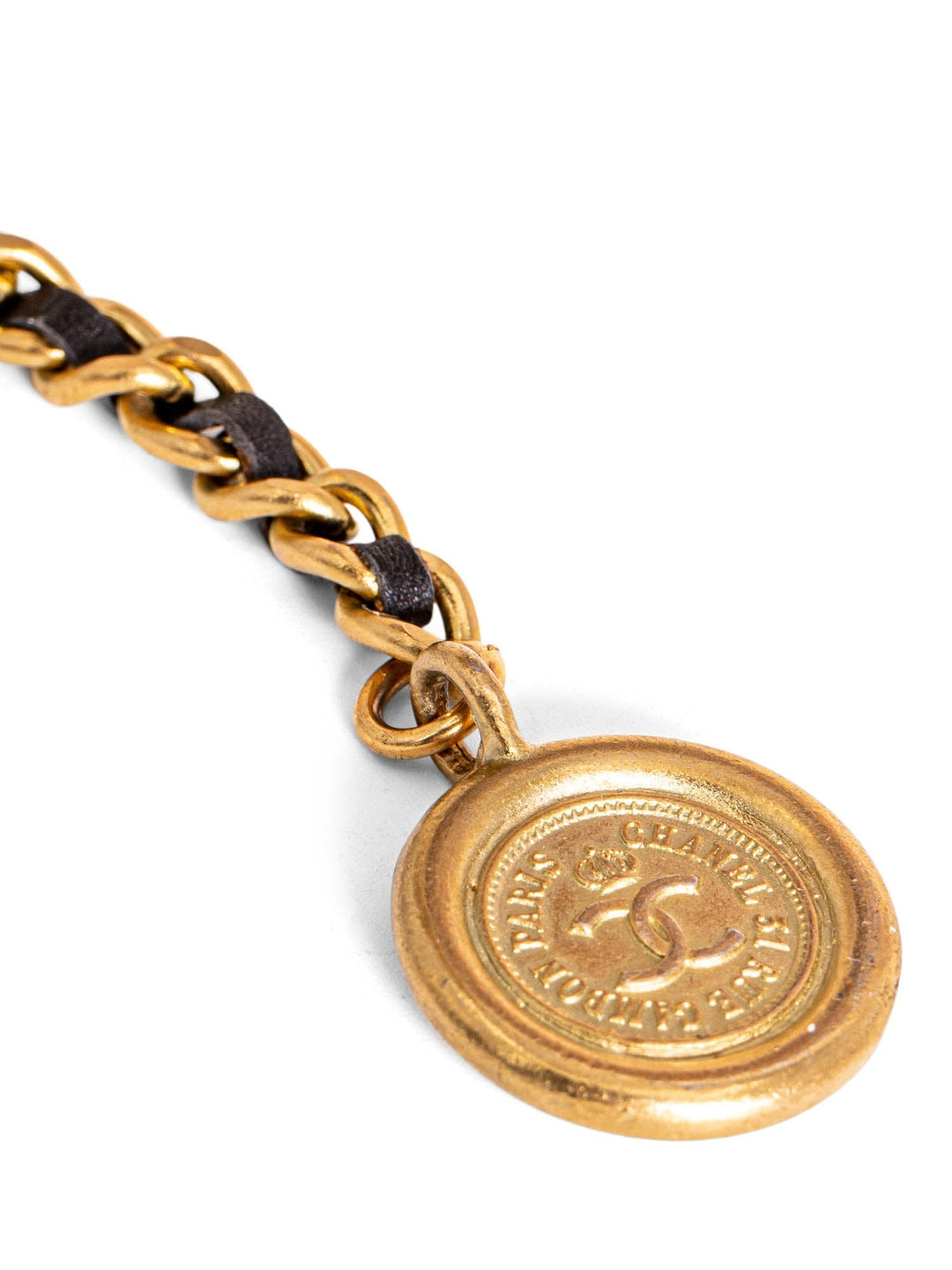 Top Quality Chanel Medallion 24K Gold Multi-Chain Leather Belt Black