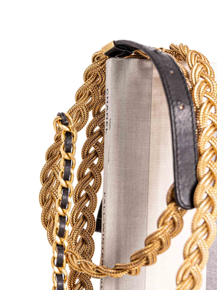 Top Quality Chanel Medallion 24K Gold Multi-Chain Leather Belt Black