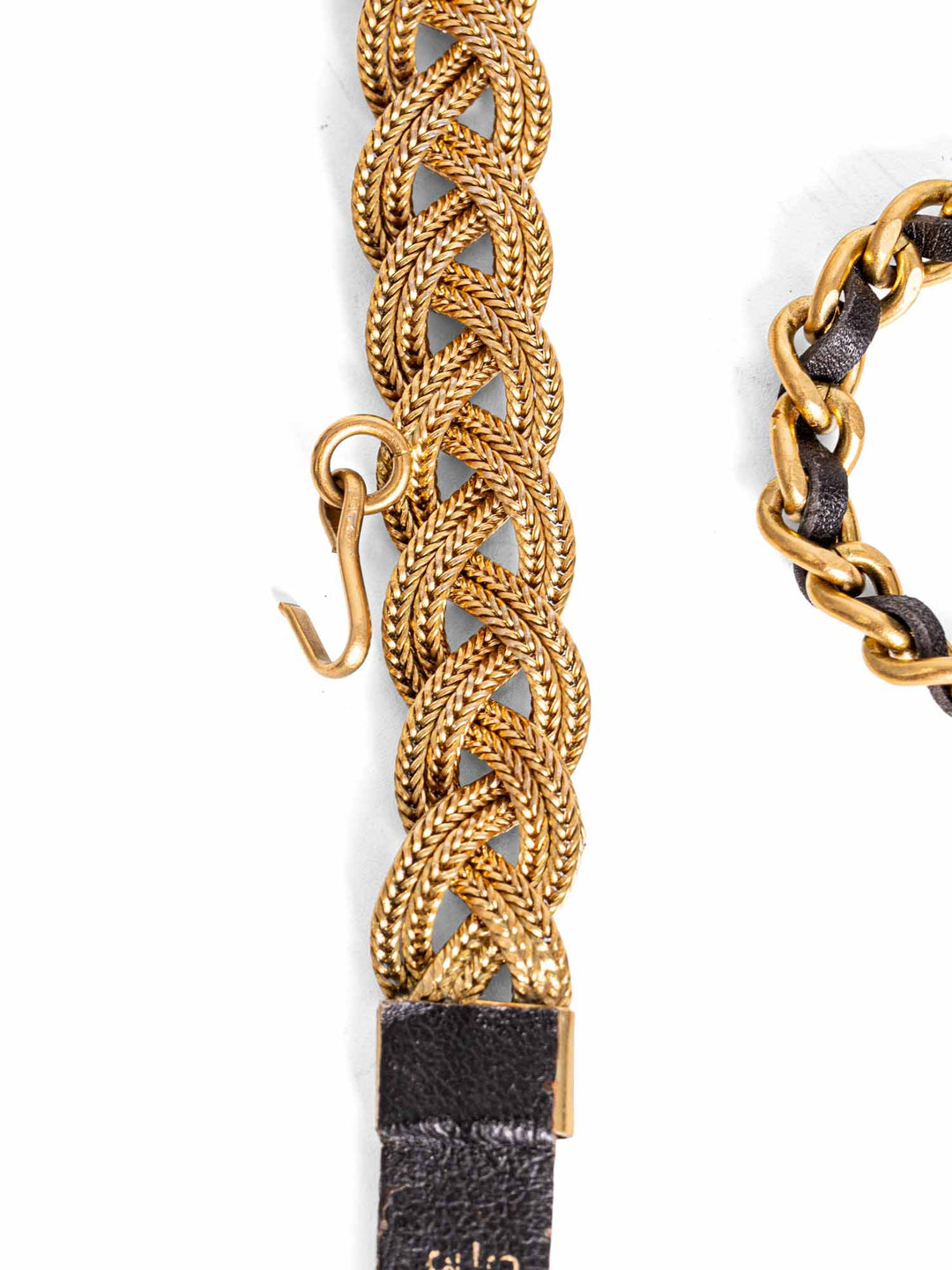 Top Quality Chanel Medallion 24K Gold Multi-Chain Leather Belt Black