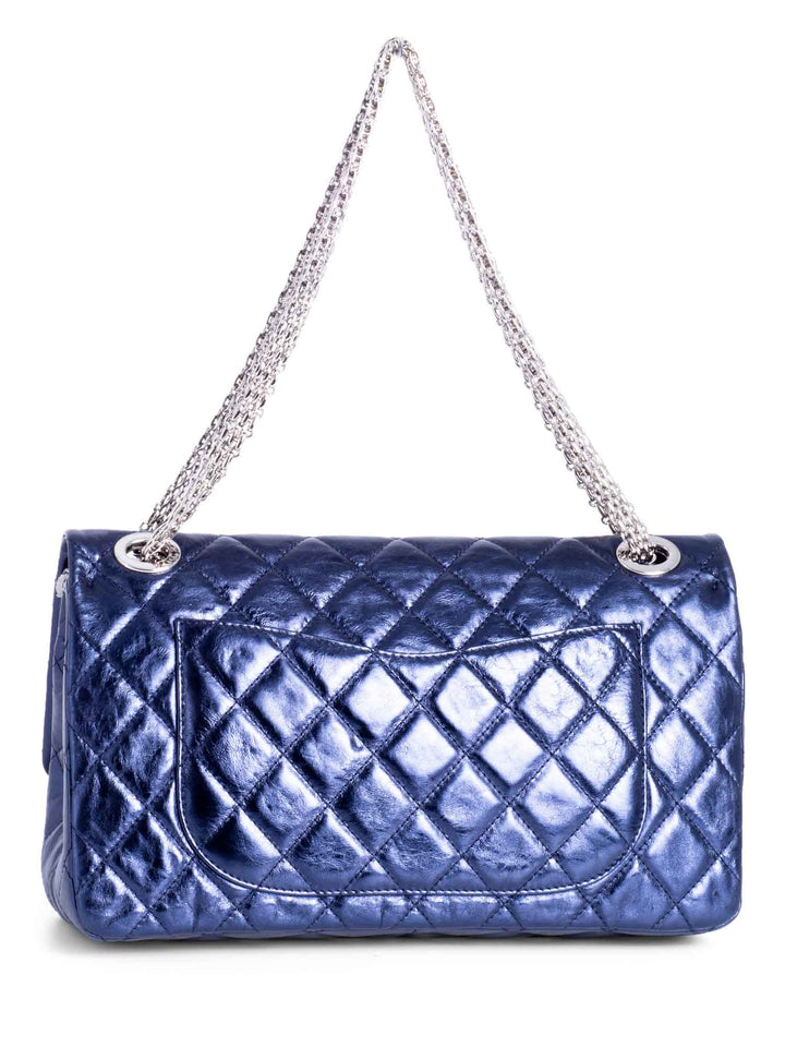 Top Quality Chanel Metallic Aged Lambskin Leather 2.55 Maxi Double Flap Bag Blue