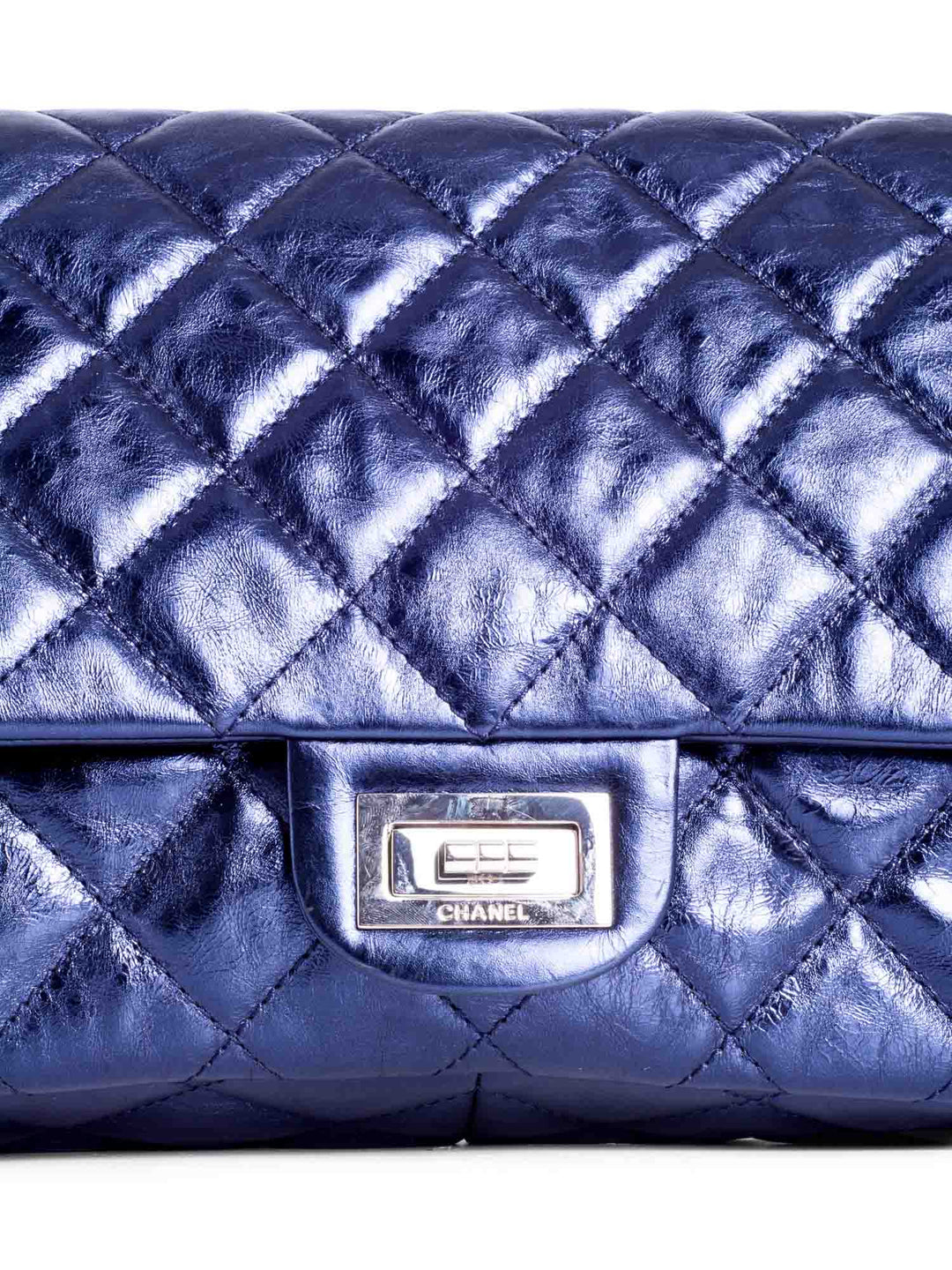 Top Quality Chanel Metallic Aged Lambskin Leather 2.55 Maxi Double Flap Bag Blue