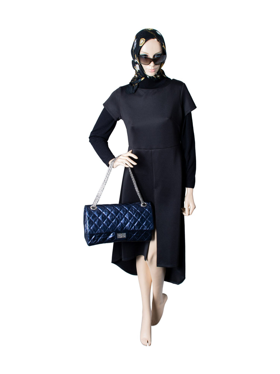 Top Quality Chanel Metallic Aged Lambskin Leather 2.55 Maxi Double Flap Bag Blue