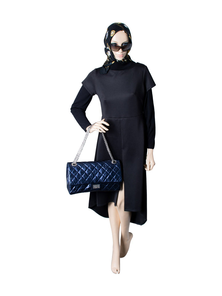 Top Quality Chanel Metallic Aged Lambskin Leather 2.55 Maxi Double Flap Bag Blue