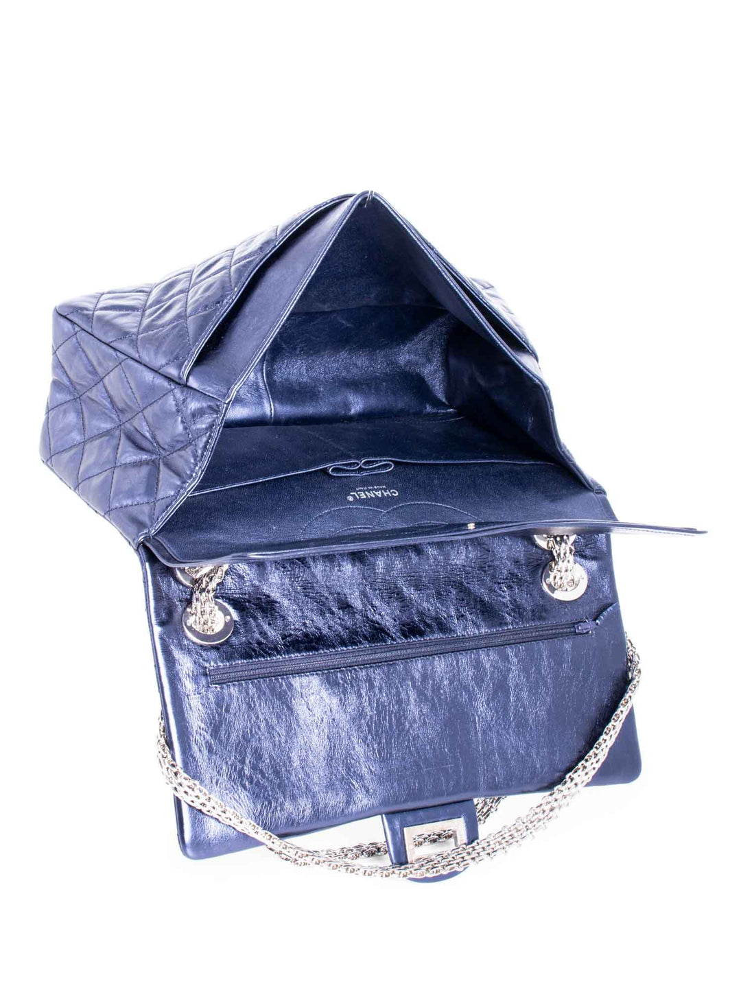 Top Quality Chanel Metallic Aged Lambskin Leather 2.55 Maxi Double Flap Bag Blue