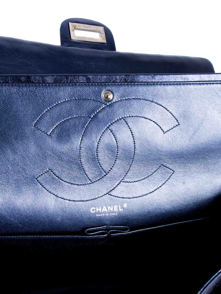 Top Quality Chanel Metallic Aged Lambskin Leather 2.55 Maxi Double Flap Bag Blue