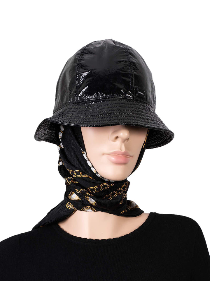 Top Quality Chanel Patent Leather Bucket Hat Black