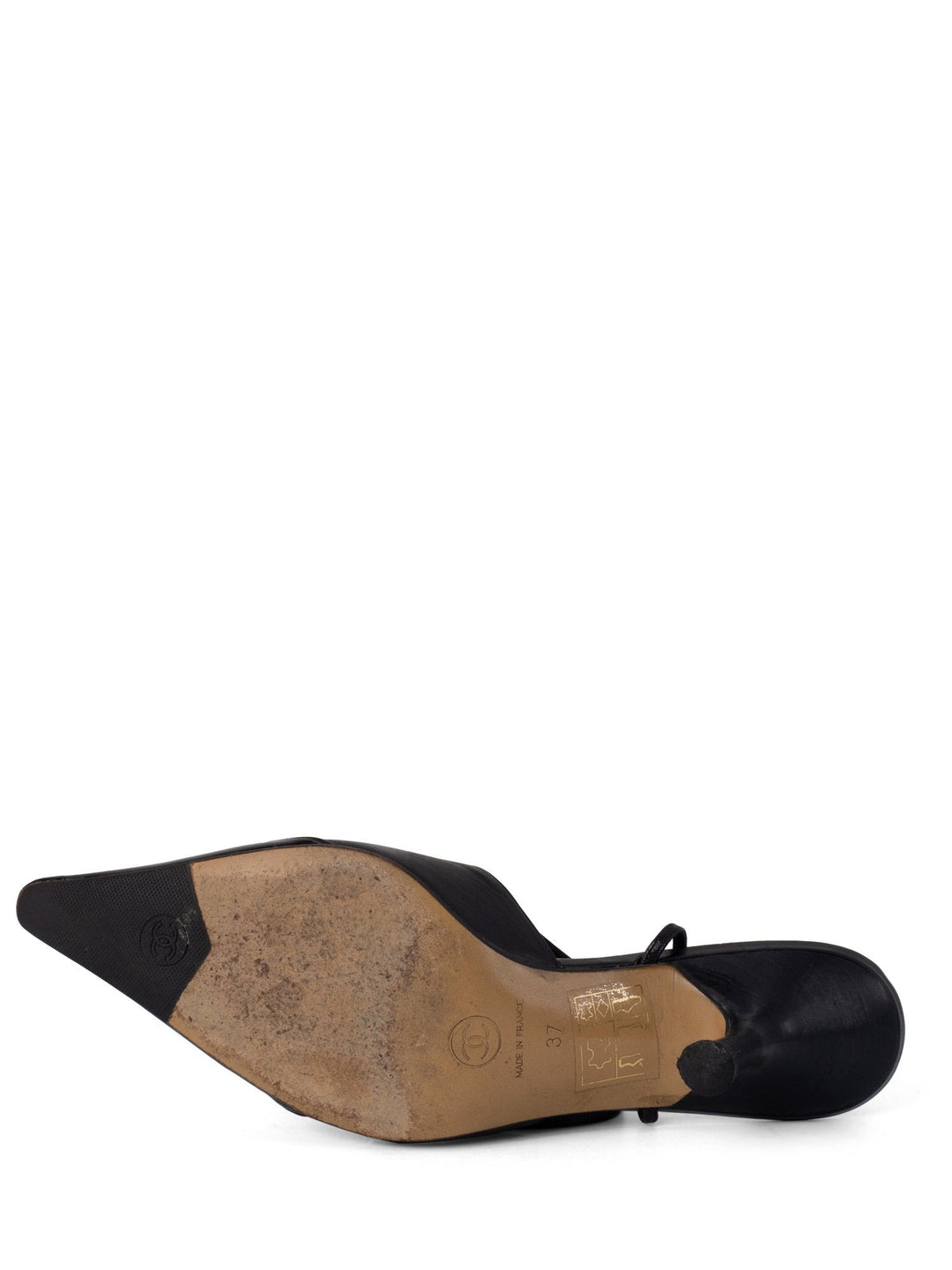Top Quality Chanel Patent Leather CC Logo Cap Toe Sling Back Shoes Black