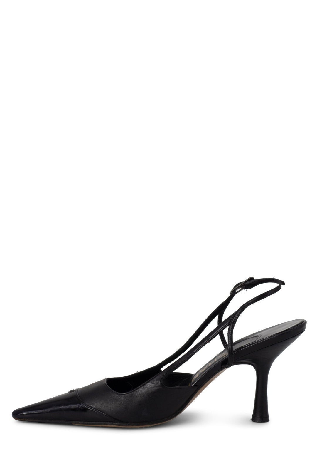 Top Quality Chanel Patent Leather CC Logo Cap Toe Sling Back Shoes Black