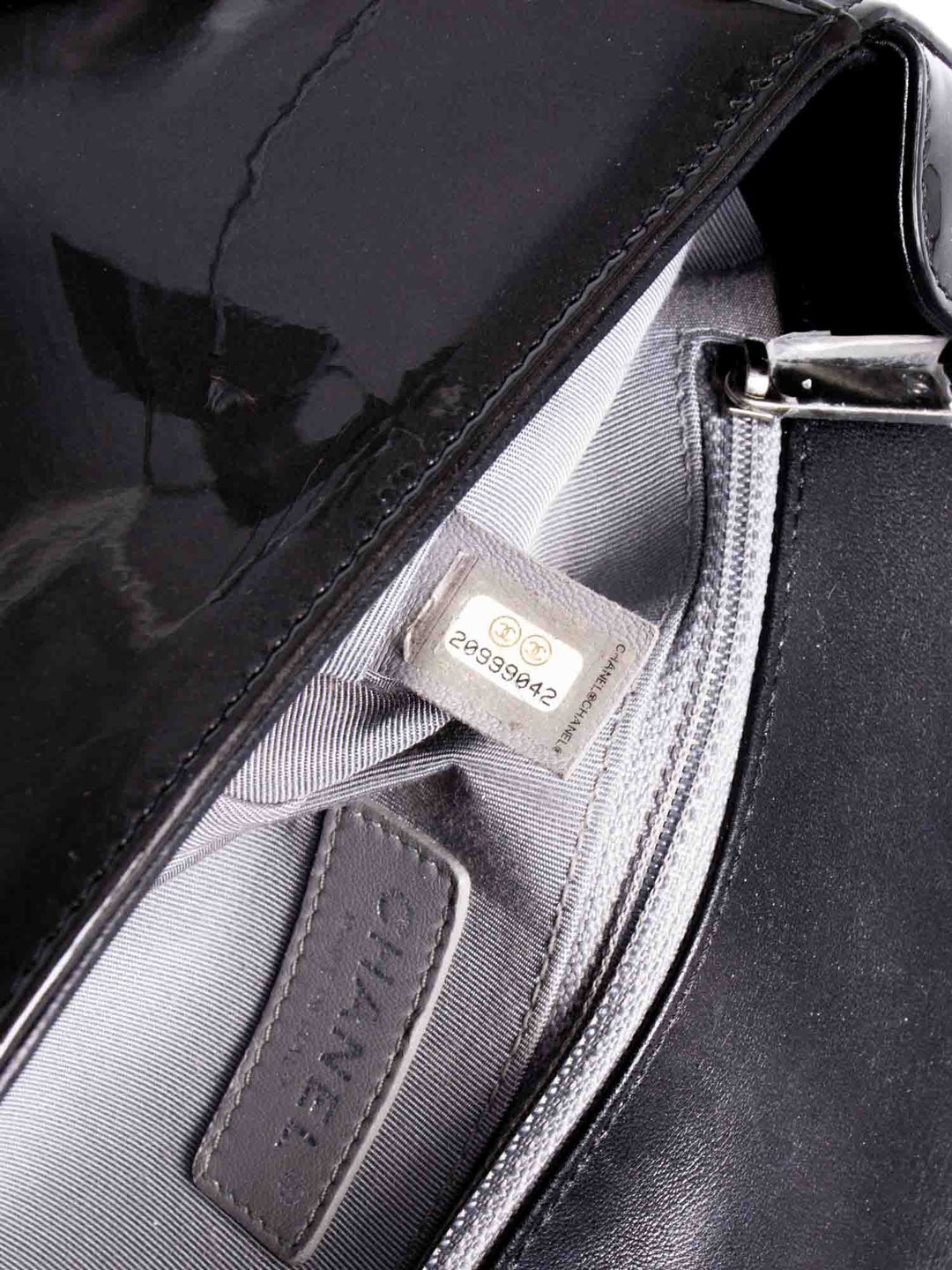 Top Quality Chanel Patent Leather CC Logo Coco Boy Medium Flap Bag Black