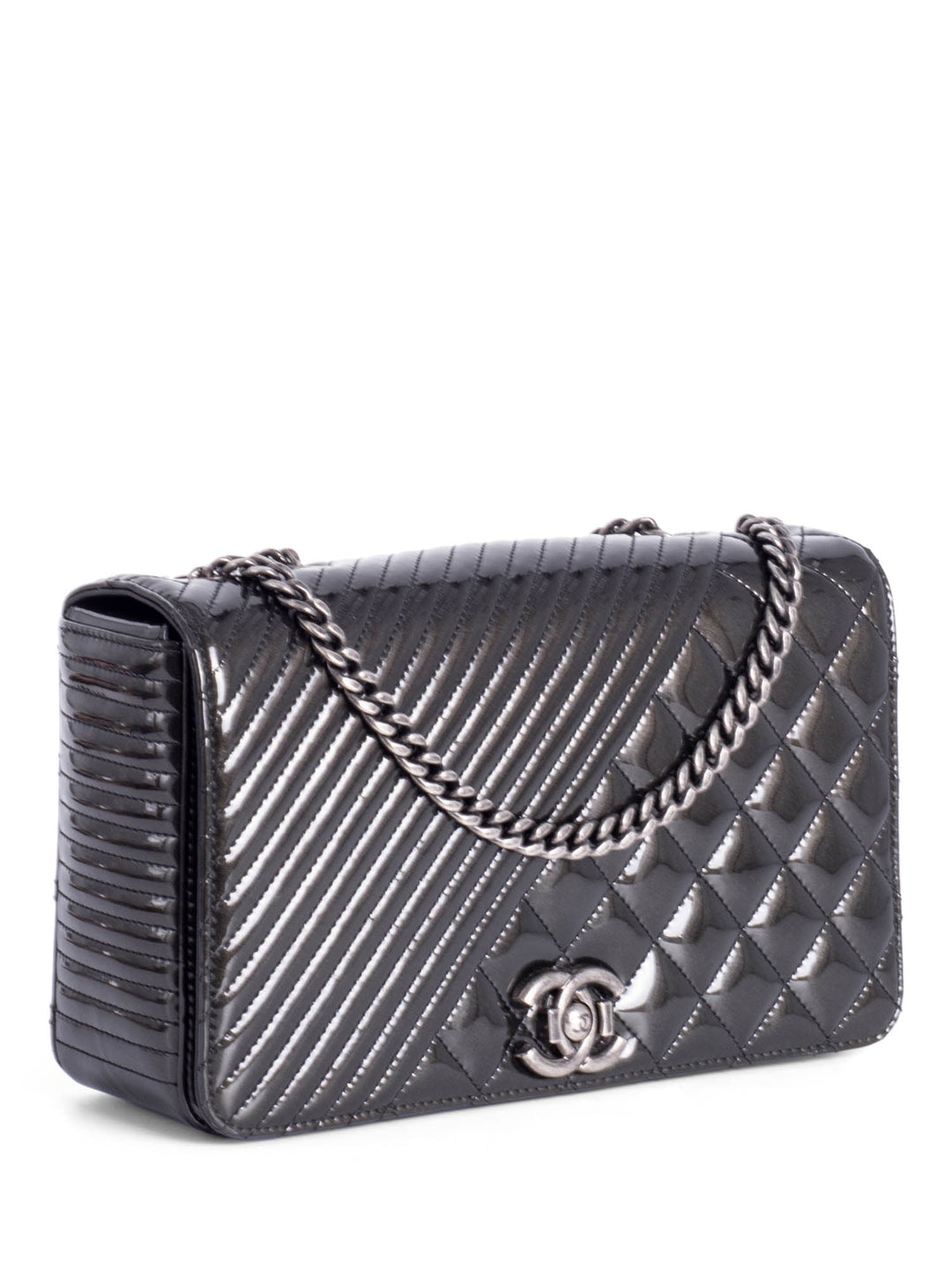 Top Quality Chanel Patent Leather CC Logo Coco Boy Medium Flap Bag Black