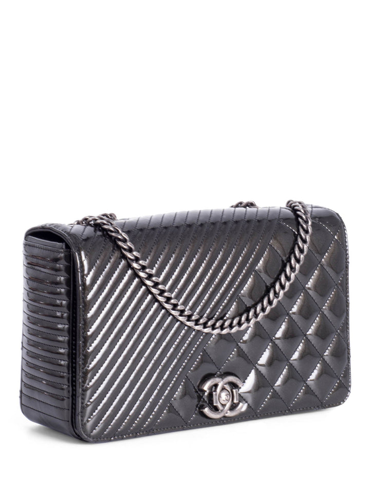 Top Quality Chanel Patent Leather CC Logo Coco Boy Medium Flap Bag Black