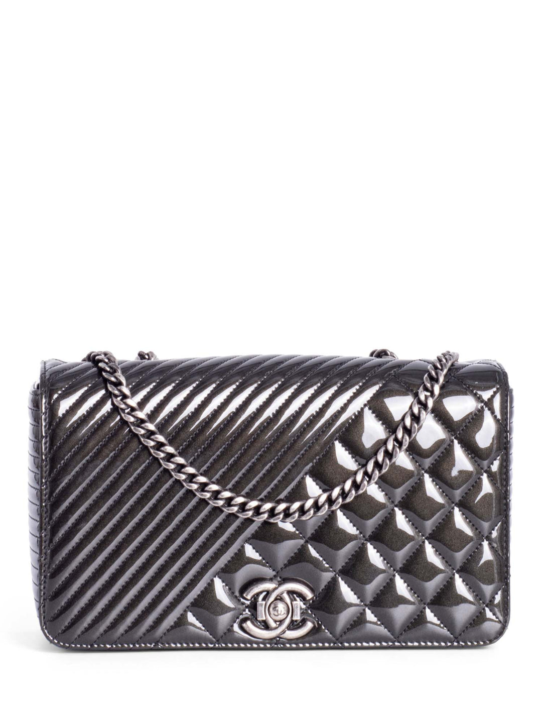 Top Quality Chanel Patent Leather CC Logo Coco Boy Medium Flap Bag Black