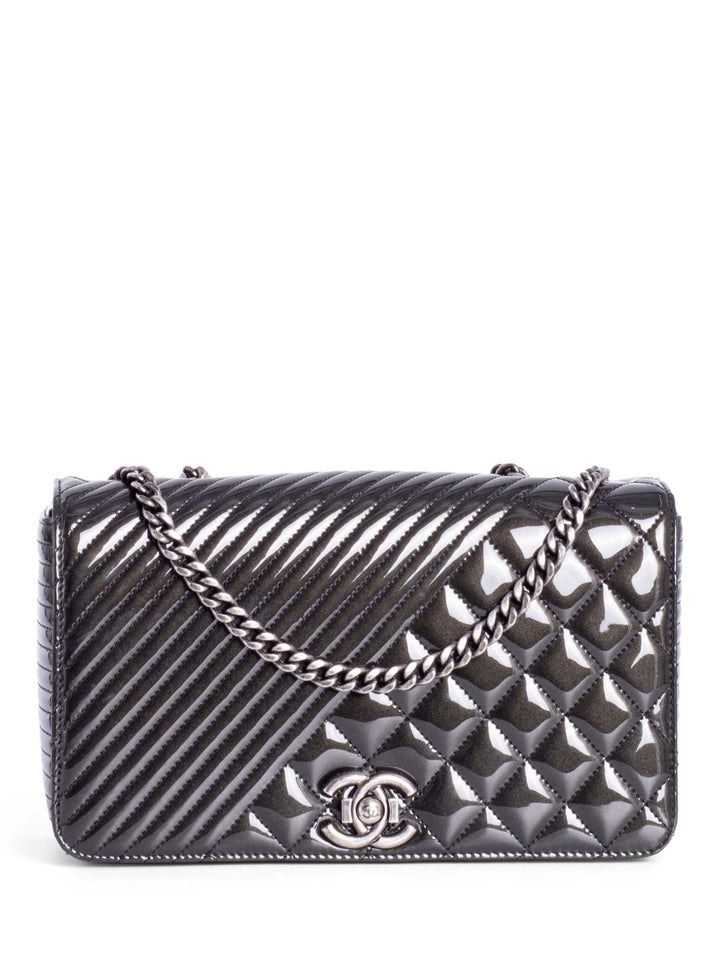 Top Quality Chanel Patent Leather CC Logo Coco Boy Medium Flap Bag Black