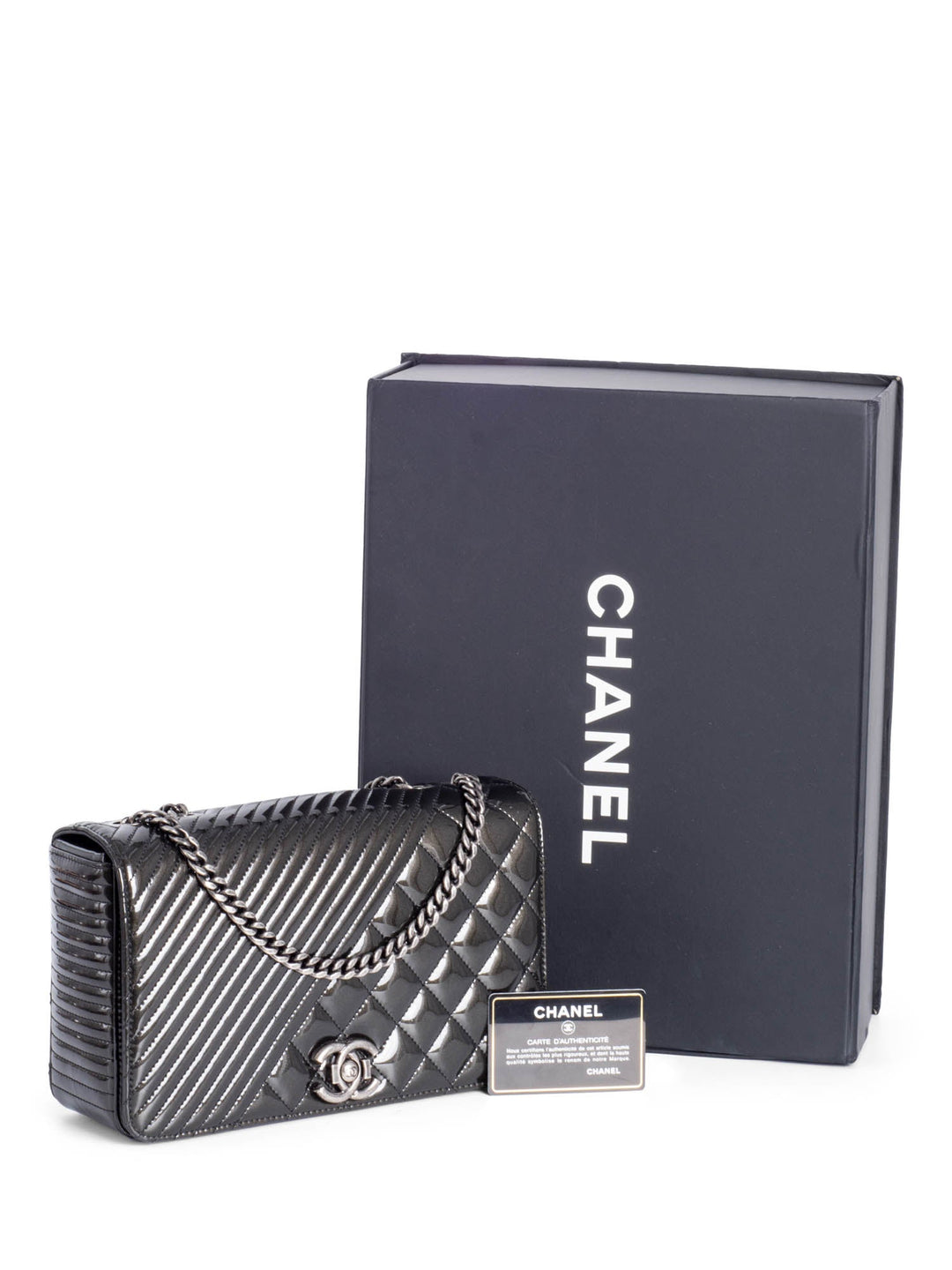 Top Quality Chanel Patent Leather CC Logo Coco Boy Medium Flap Bag Black