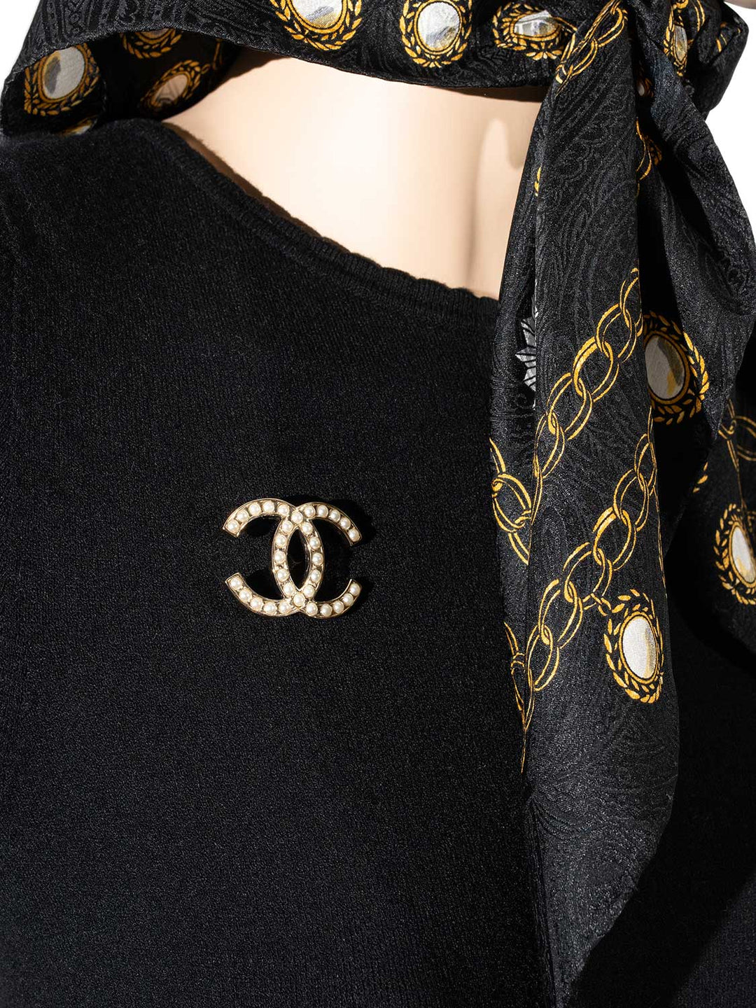 Top Quality Chanel Pearl CC Logo Pin Gold