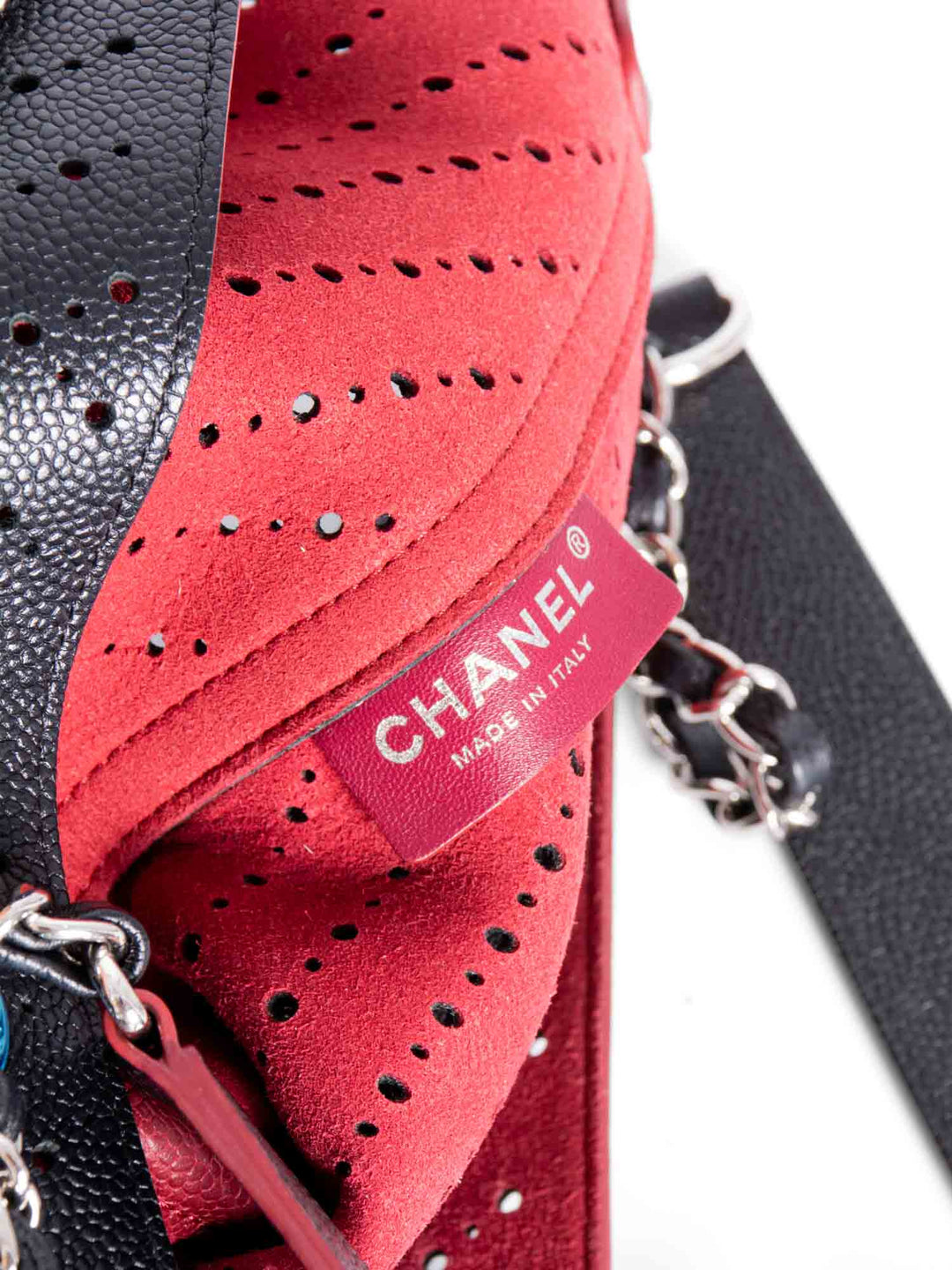 Top Quality Chanel Perforated Caviar Leather CC Logo Shopper with Clutch Black Burgundy