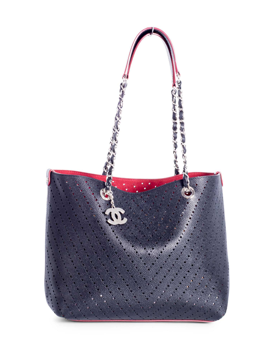 Top Quality Chanel Perforated Caviar Leather CC Logo Shopper with Clutch Black Burgundy