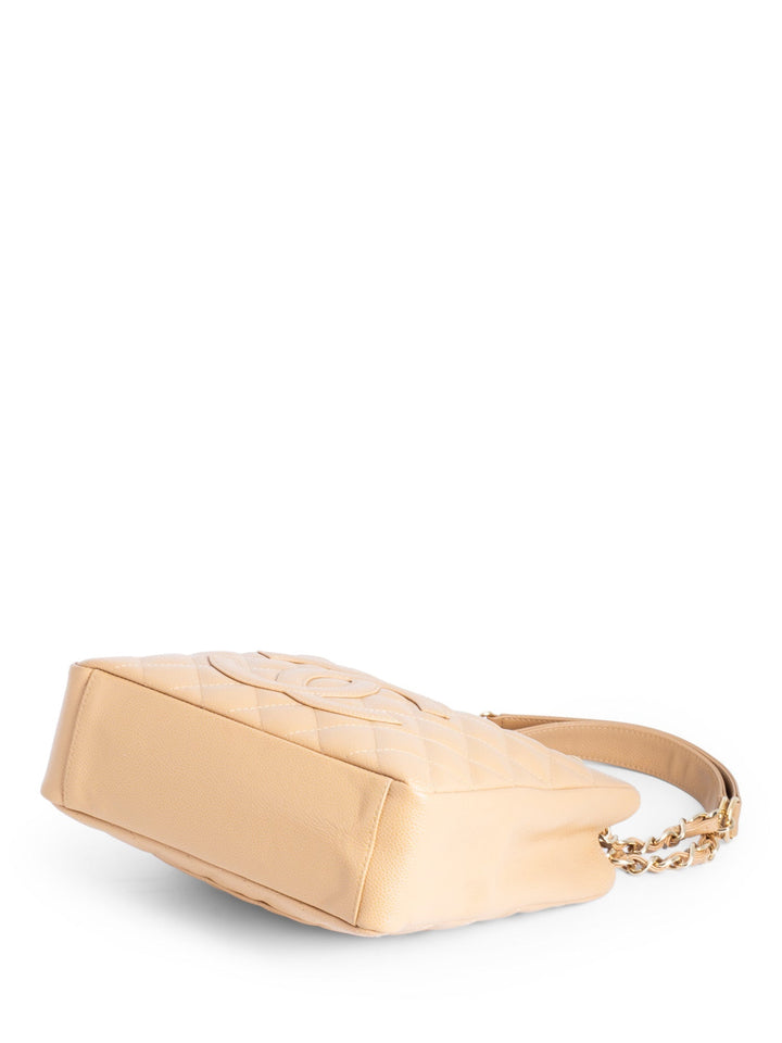 Top Quality Chanel Quilted  Caviar CC Logo PST Shopper Bag Beige