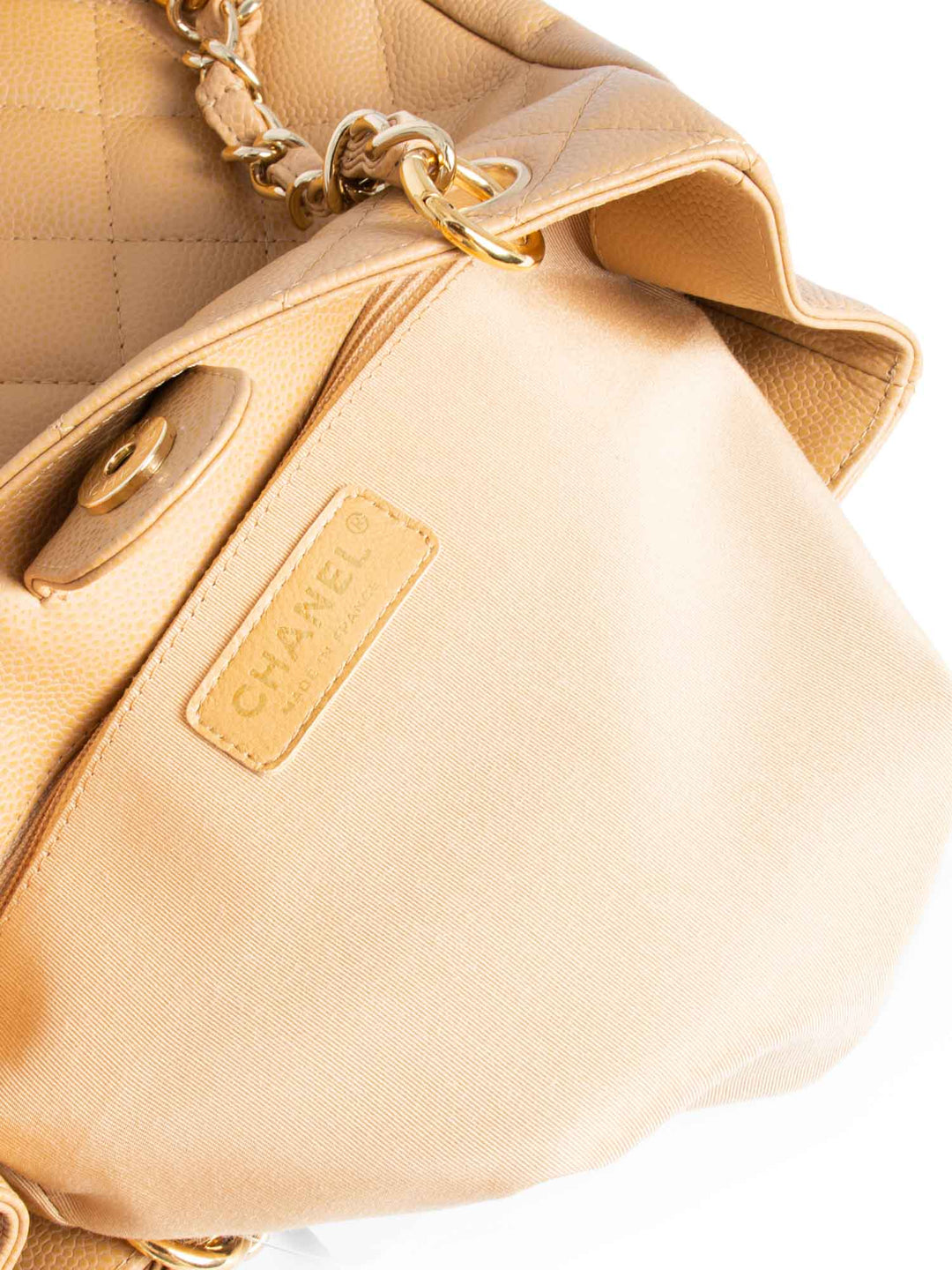 Top Quality Chanel Quilted  Caviar CC Logo PST Shopper Bag Beige