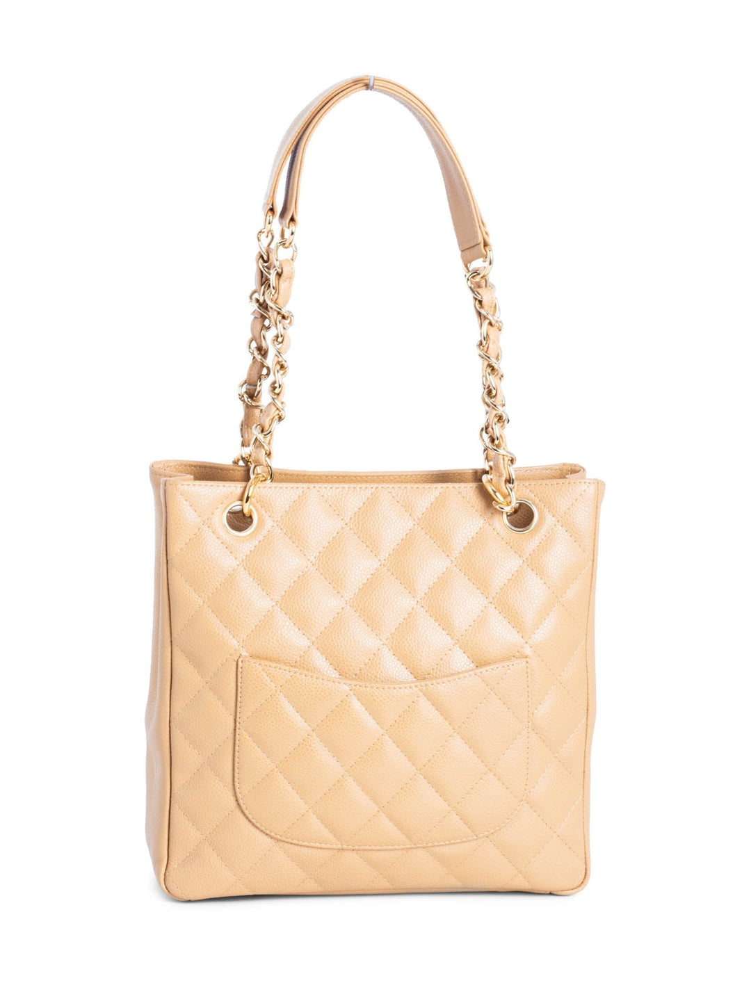 Top Quality Chanel Quilted  Caviar CC Logo PST Shopper Bag Beige
