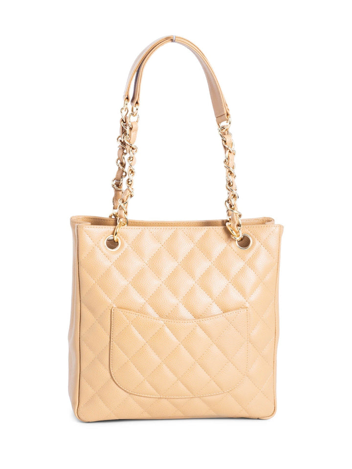 Top Quality Chanel Quilted  Caviar CC Logo PST Shopper Bag Beige