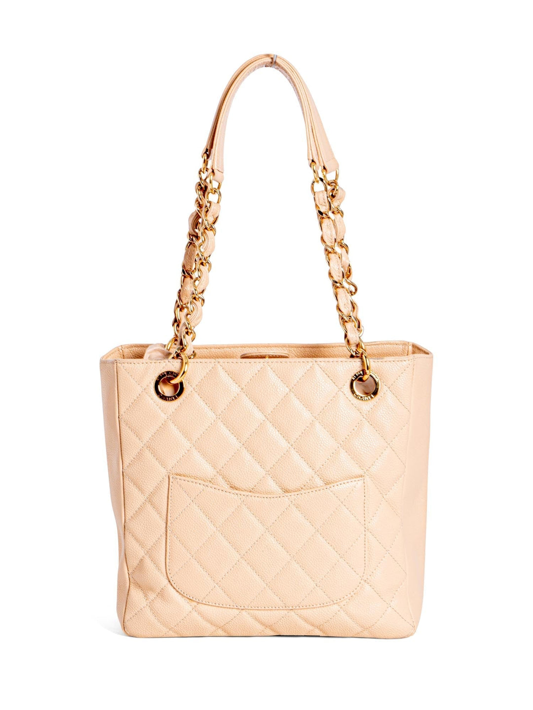 Top Quality Chanel Quilted Caviar CC Logo PST Shopper Bag Cream