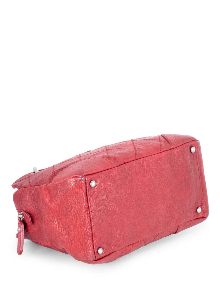 Top Quality Chanel Quilted Caviar CC Logo Petit Shopper Bag Red