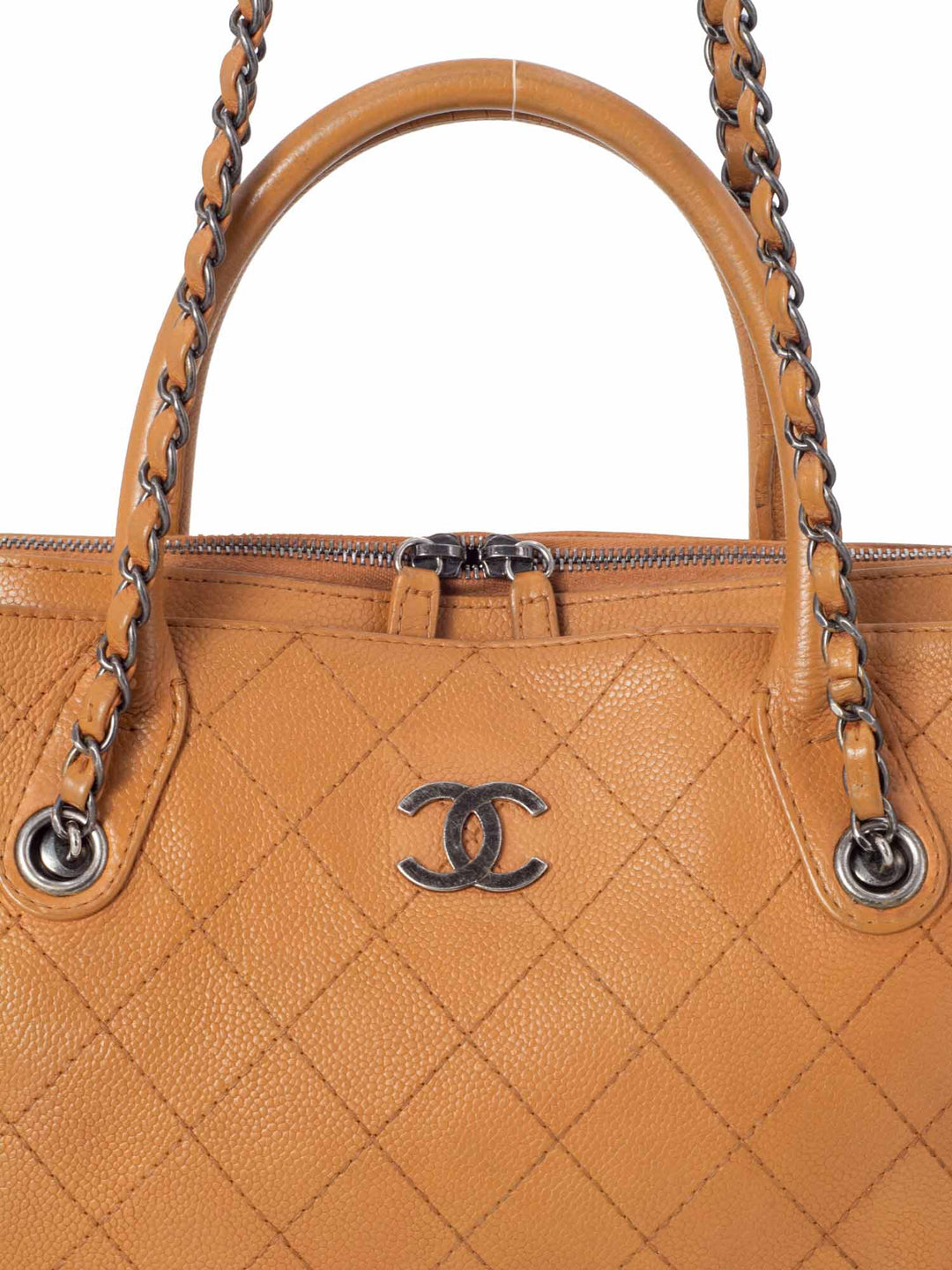 Top Quality Chanel Quilted Caviar CC Top Handle Bag Brown