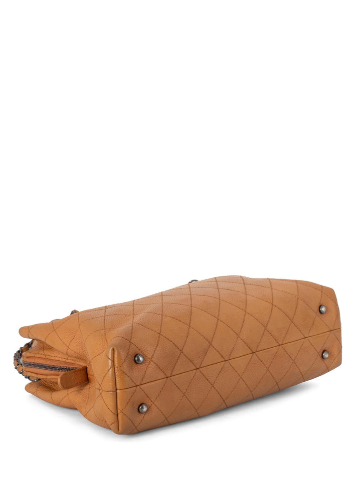 Top Quality Chanel Quilted Caviar CC Top Handle Bag Brown