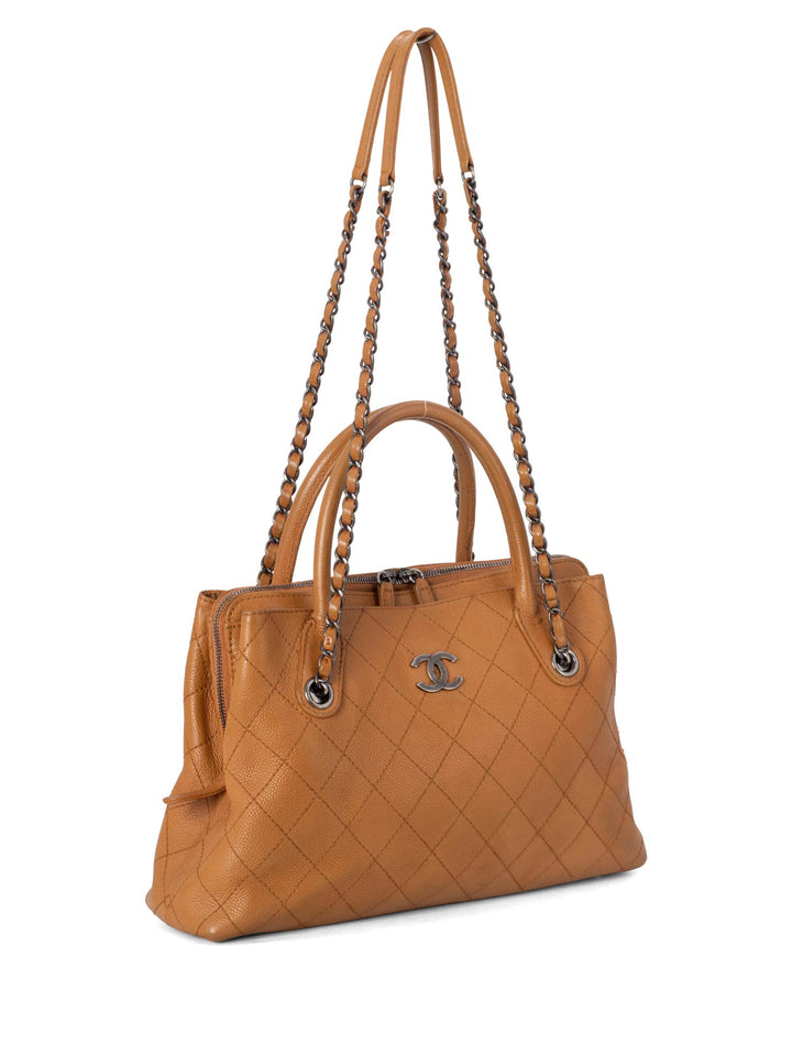 Top Quality Chanel Quilted Caviar CC Top Handle Bag Brown