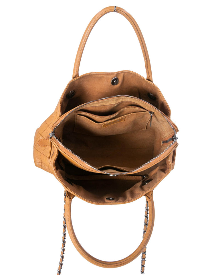 Top Quality Chanel Quilted Caviar CC Top Handle Bag Brown