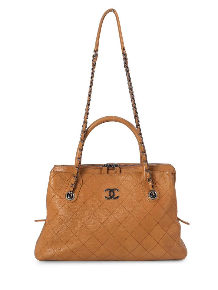Top Quality Chanel Quilted Caviar CC Top Handle Bag Brown