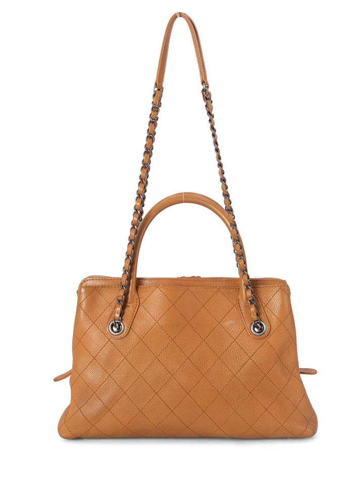 Top Quality Chanel Quilted Caviar CC Top Handle Bag Brown