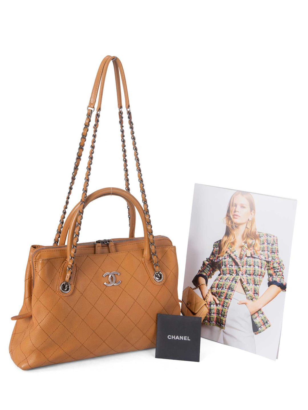 Top Quality Chanel Quilted Caviar CC Top Handle Bag Brown