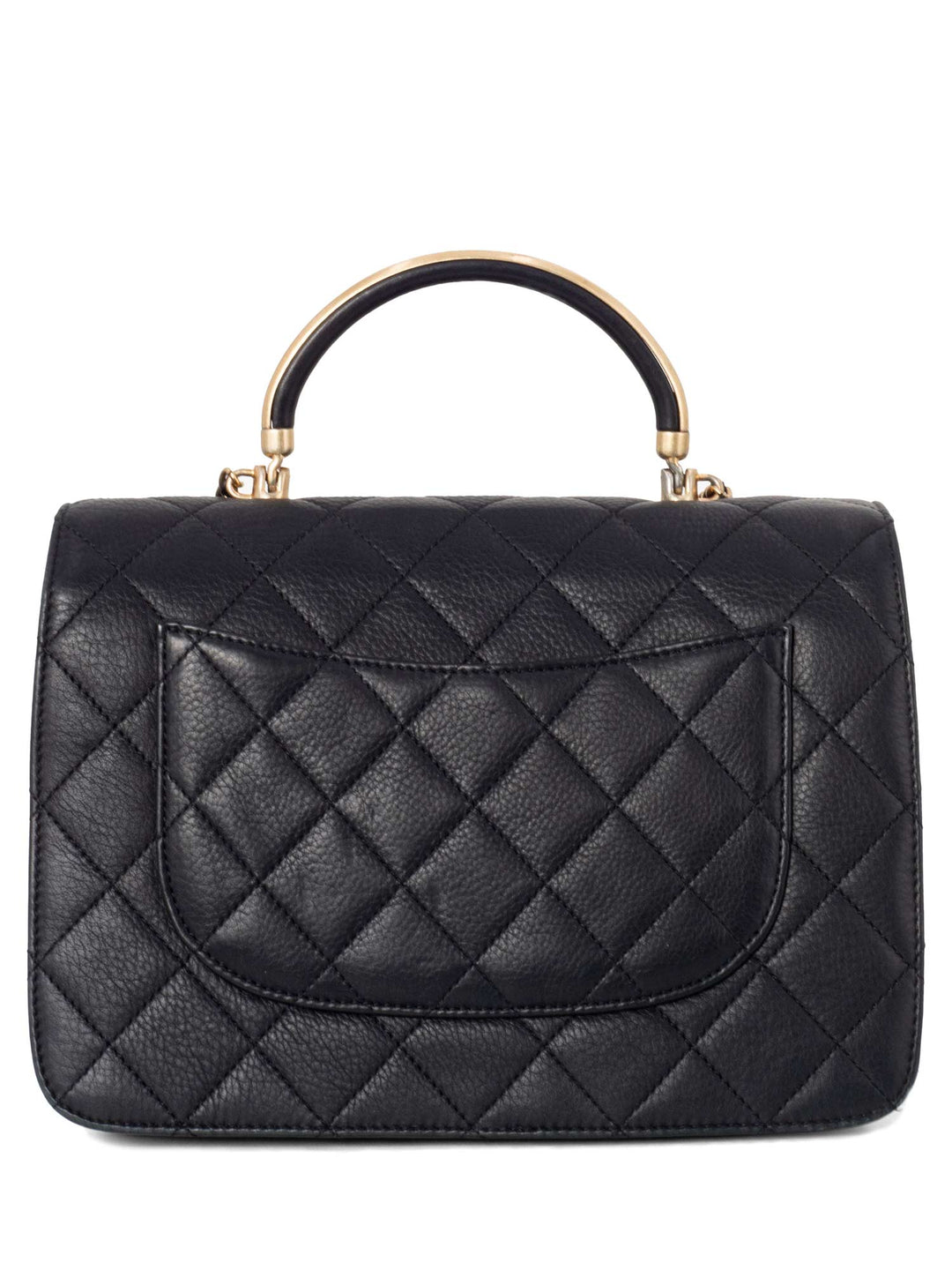 Top Quality Chanel Quilted Caviar Gold Top Handle Medium Flap Bag Black