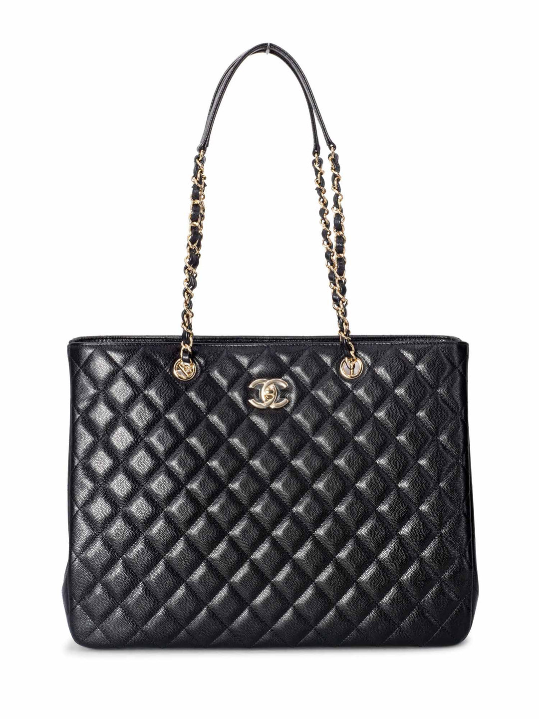 Top Quality Chanel Quilted Caviar Large Shopper Bag Black