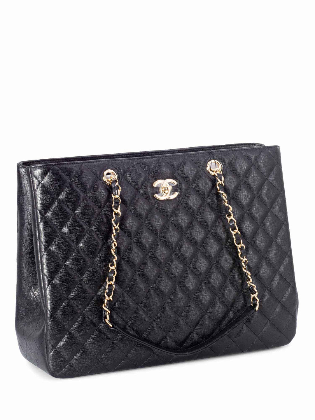 Top Quality Chanel Quilted Caviar Large Shopper Bag Black