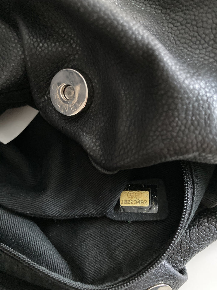 Top Quality Chanel Quilted Caviar Leather CC Logo Large Bag Black