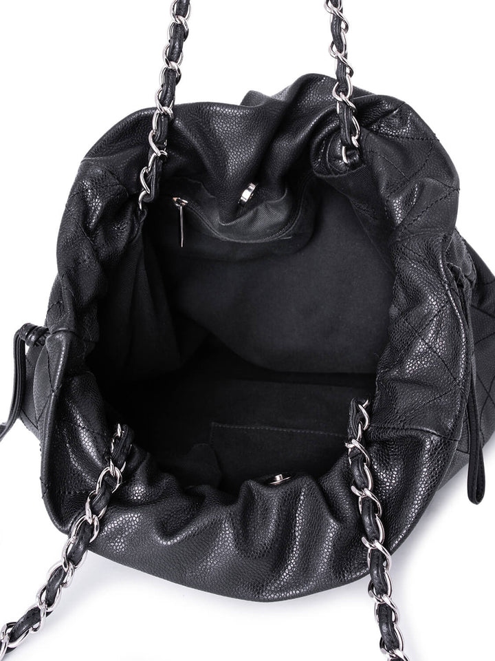 Top Quality Chanel Quilted Caviar Leather CC Logo Large Bag Black