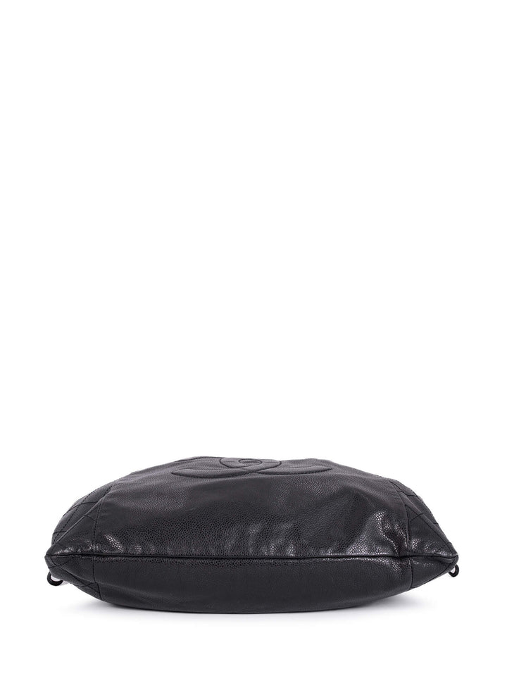 Top Quality Chanel Quilted Caviar Leather CC Logo Large Bag Black