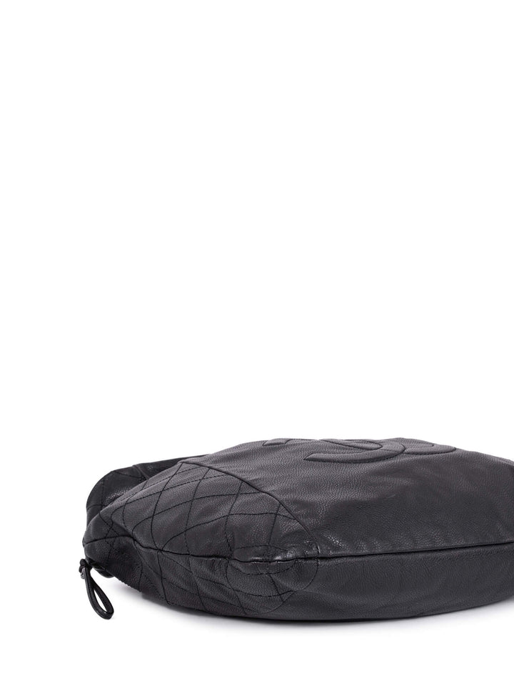 Top Quality Chanel Quilted Caviar Leather CC Logo Large Bag Black