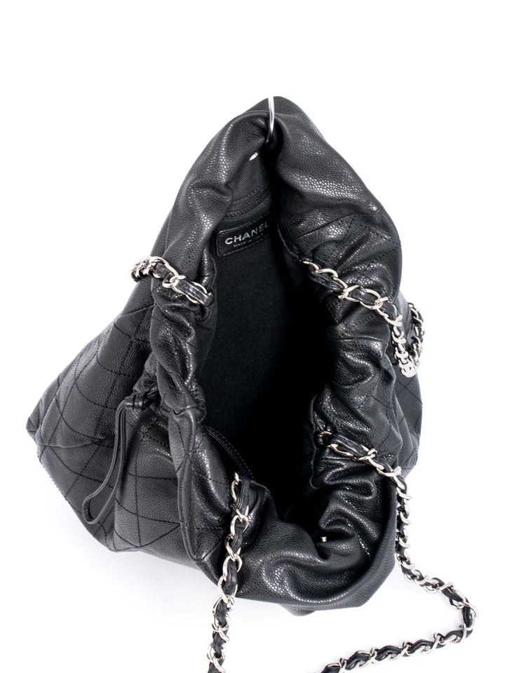 Top Quality Chanel Quilted Caviar Leather CC Logo Large Shopper Bag Black